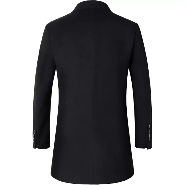 chouyatou Mens MidLength Single Breasted Wool Blend Top CoatNotchnavy
