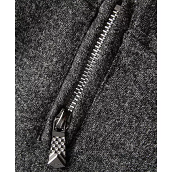 chouyatou Mens Military Stylish Single Breasted Natural Fit Stripe Lined Wool Pea CoatsDark Grey