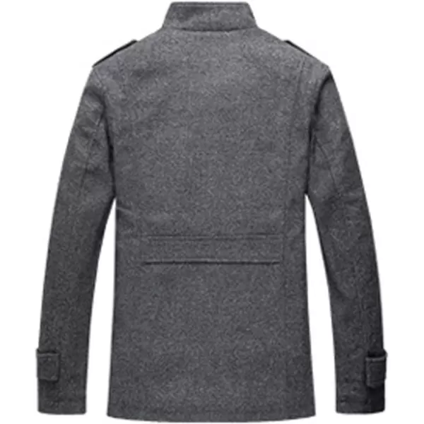 chouyatou Mens Military Stylish Single Breasted Natural Fit Stripe Lined Wool Pea CoatsDark Grey