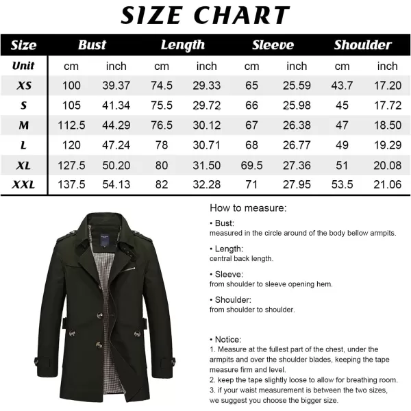 chouyatou Mens Slim Notched Collar Single Breasted Cotton Jacket Office Trench CoatLight Khaki
