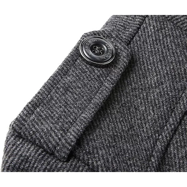 chouyatou Mens Stand Collar WoolBlend Classic Pea Coat with Removable Inner Collar Medium Gray