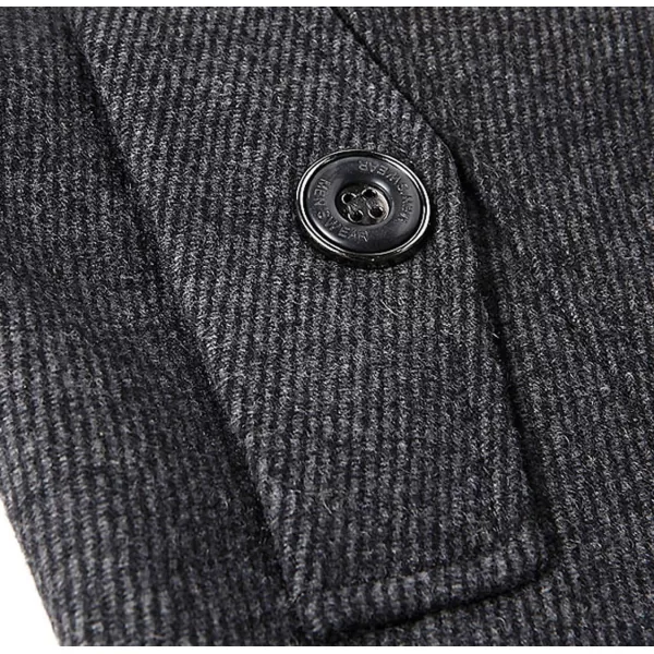 chouyatou Mens Stand Collar WoolBlend Classic Pea Coat with Removable Inner Collar Medium Gray