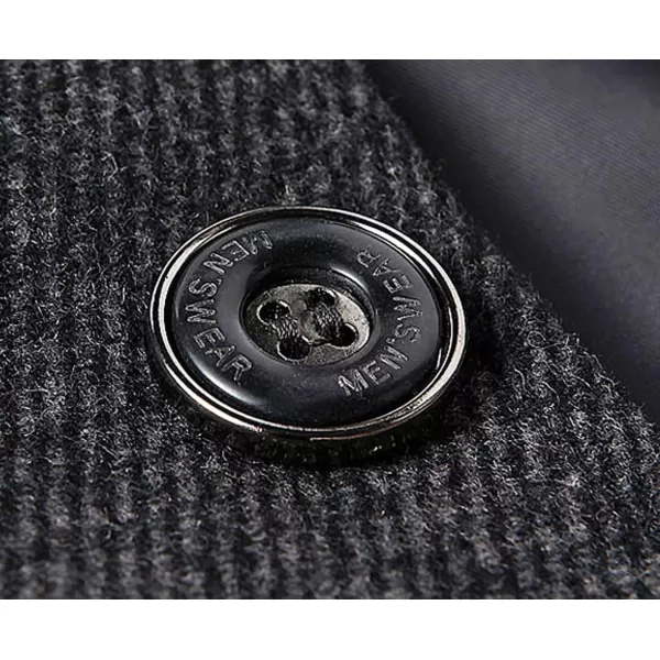 chouyatou Mens Stand Collar WoolBlend Classic Pea Coat with Removable Inner CollarGray