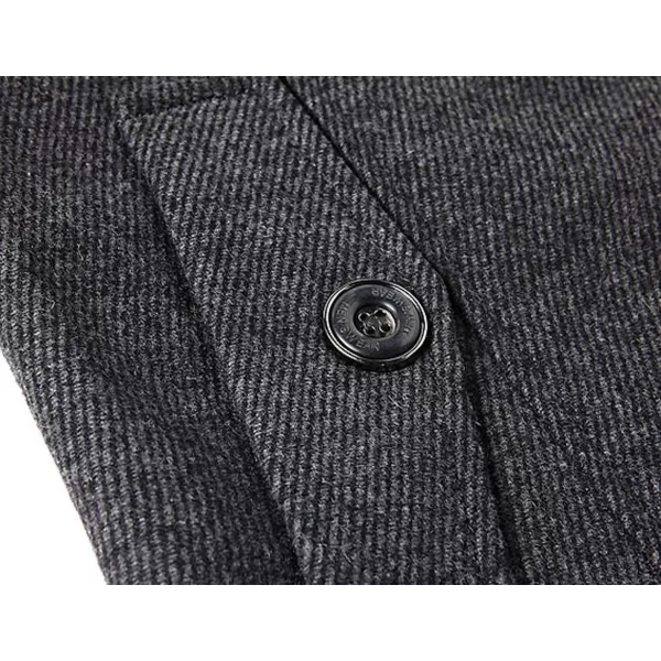 chouyatou Mens Stand Collar WoolBlend Classic Pea Coat with Removable Inner CollarGray