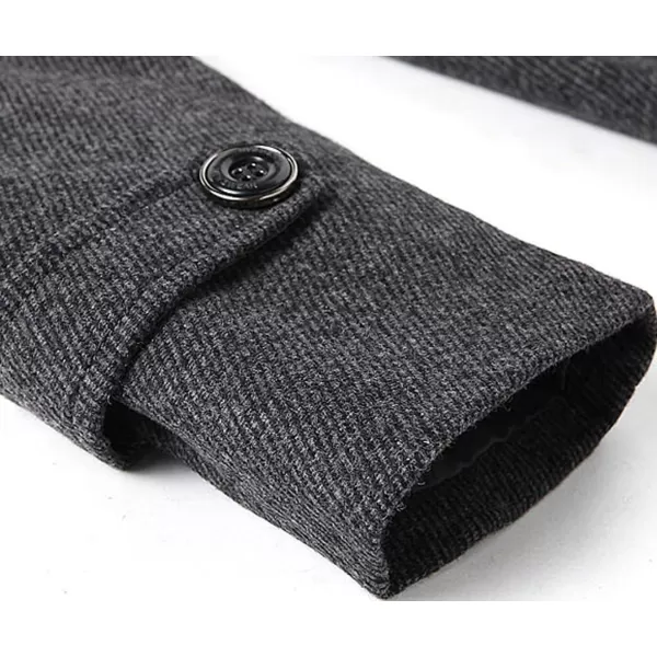 chouyatou Mens Stand Collar WoolBlend Classic Pea Coat with Removable Inner CollarGray