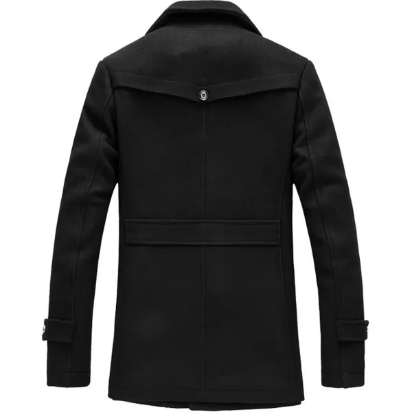 chouyatou Mens Stand Collar WoolBlend Classic Pea Coat with Removable Inner CollarH36black