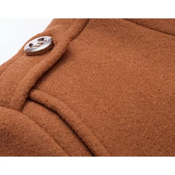 chouyatou Mens Stand Collar WoolBlend Classic Pea Coat with Removable Inner CollarH36brown