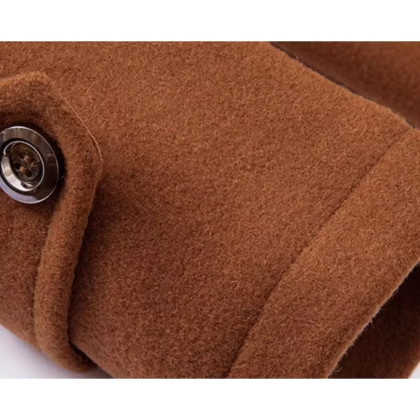 chouyatou Mens Stand Collar WoolBlend Classic Pea Coat with Removable Inner CollarH36brown