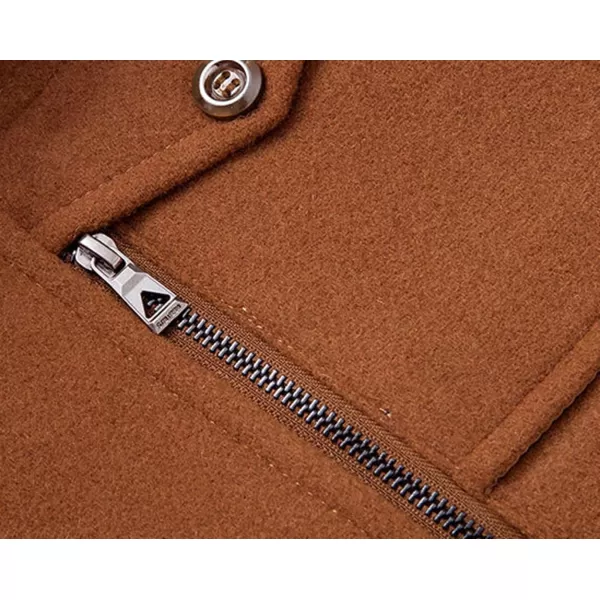 chouyatou Mens Stand Collar WoolBlend Classic Pea Coat with Removable Inner CollarH36brown