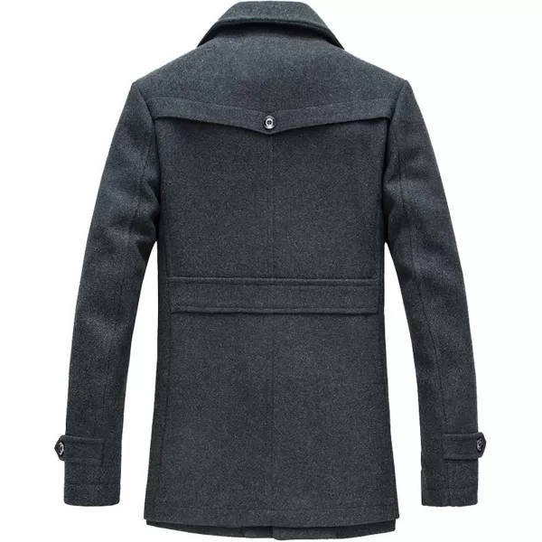 chouyatou Mens Stand Collar WoolBlend Classic Pea Coat with Removable Inner CollarH36gray