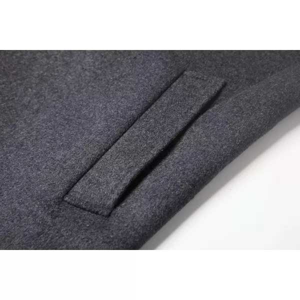 chouyatou Mens Thicken Diamond Quilted Single Breasted Slim Business Woolen Pea CoatGrey