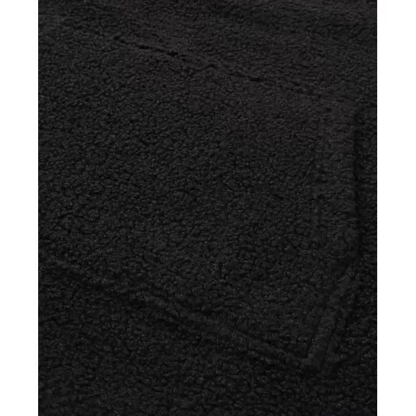 chouyatou Mens Tribal Aztec Printed 14 Zip Fuzzy Sherpa Pullover Sweatshirt HoodieBlack
