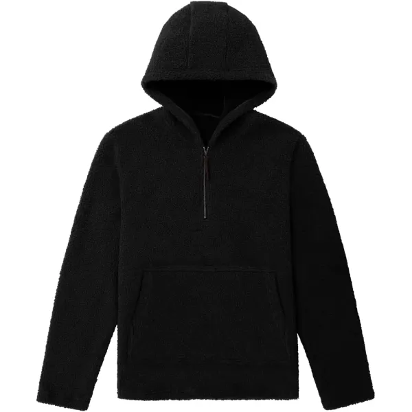 chouyatou Mens Tribal Aztec Printed 14 Zip Fuzzy Sherpa Pullover Sweatshirt HoodieBlack
