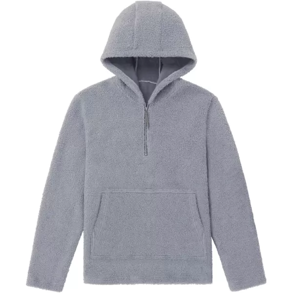 chouyatou Mens Tribal Aztec Printed 14 Zip Fuzzy Sherpa Pullover Sweatshirt HoodieLight Grey