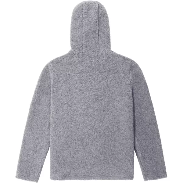 chouyatou Mens Tribal Aztec Printed 14 Zip Fuzzy Sherpa Pullover Sweatshirt HoodieLight Grey