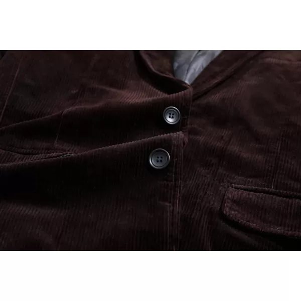 chouyatou Mens Vintage Casual Work Wear Corduroy Suit Blazer Jacket Sport CoatReddish Coffee