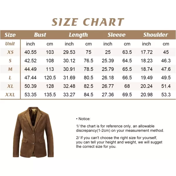 chouyatou Mens Vintage Casual Work Wear Corduroy Suit Blazer Jacket Sport CoatReddish Coffee