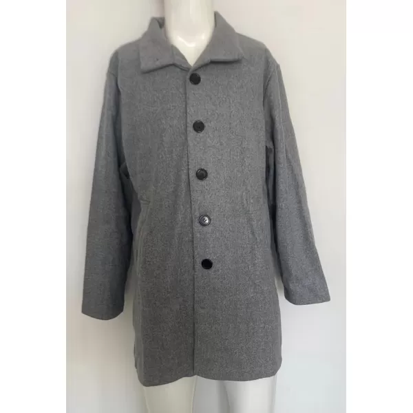chouyatou Mens Vintage Plaid Floral Pattern Single Breasted Business Casual Winter Wool Blend Coat PeacoatGray