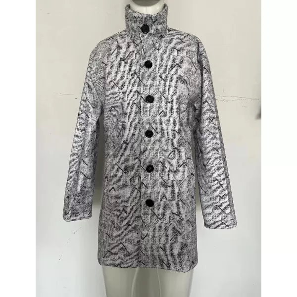chouyatou Mens Vintage Plaid Floral Pattern Single Breasted Business Casual Winter Wool Blend Coat PeacoatLetter Floral
