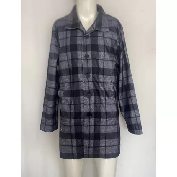 chouyatou Mens Vintage Plaid Floral Pattern Single Breasted Business Casual Winter Wool Blend Coat PeacoatPlaid Black