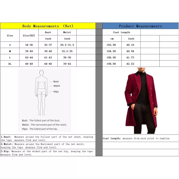 chouyatou Mens Winter Contrast Lapel Collar Wool Coat Double Breasted Wool Blend Trench Pea Coat OvercoatBrown