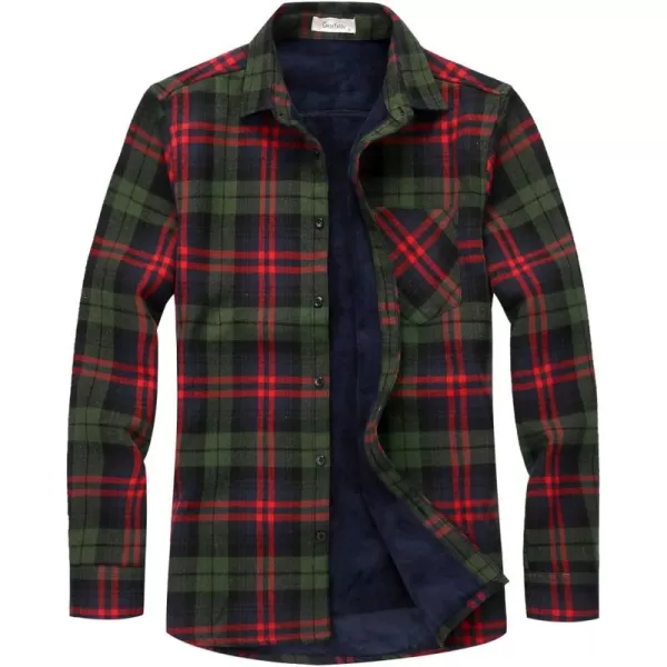 chouyatou Mens Casual Long Sleeve Fleece Lined Plaid Flannel Buttoned Overshirts Jacket ShacketM01