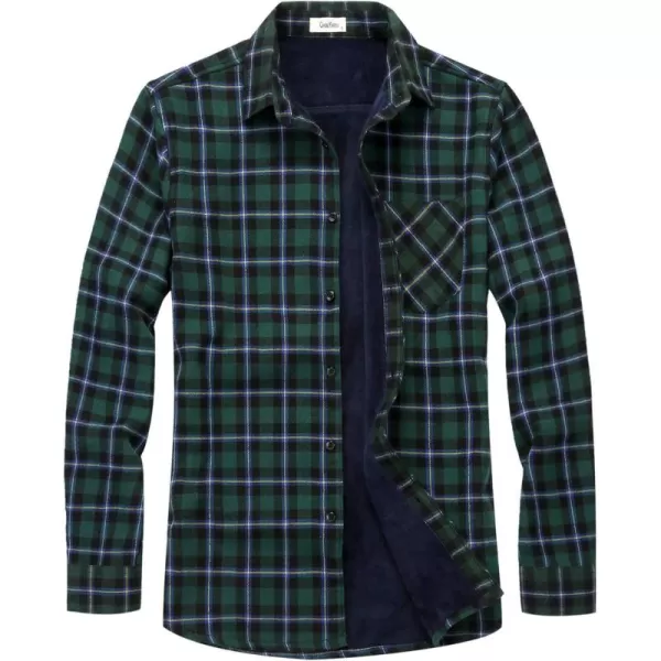 chouyatou Mens Casual Long Sleeve Fleece Lined Plaid Flannel Buttoned Overshirts Jacket ShacketM02