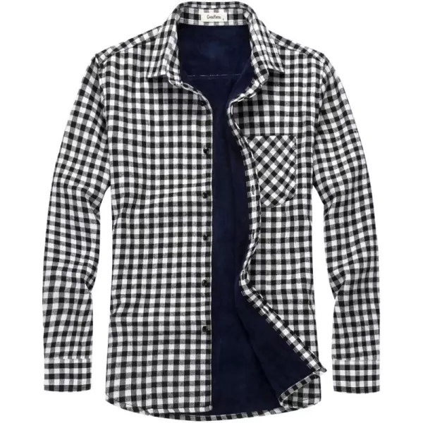 chouyatou Mens Casual Long Sleeve Fleece Lined Plaid Flannel Buttoned Overshirts Jacket ShacketM03