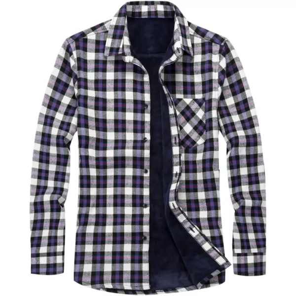 chouyatou Mens Casual Long Sleeve Fleece Lined Plaid Flannel Buttoned Overshirts Jacket ShacketM05