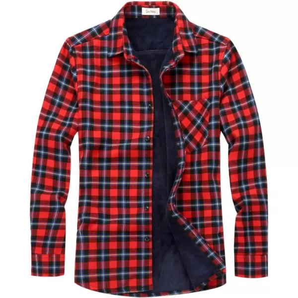 chouyatou Mens Casual Long Sleeve Fleece Lined Plaid Flannel Buttoned Overshirts Jacket ShacketM06