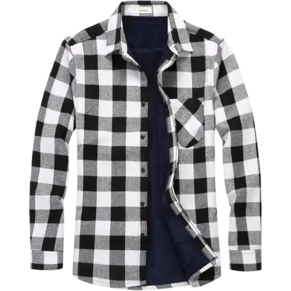 chouyatou Mens Casual Long Sleeve Fleece Lined Plaid Flannel Buttoned Overshirts Jacket ShacketM07