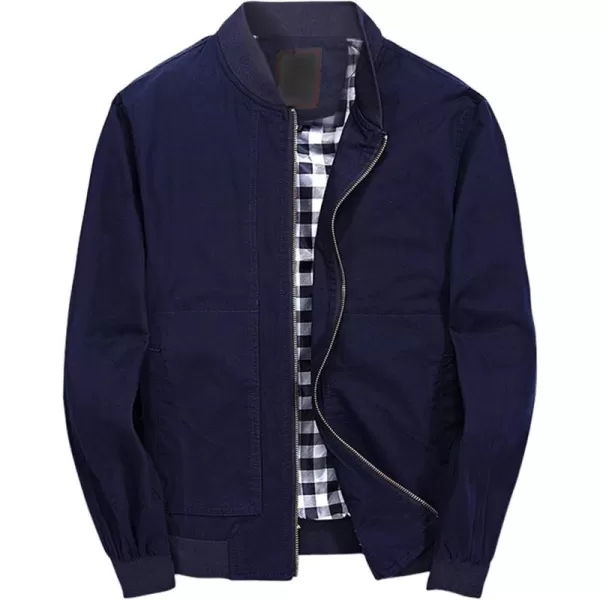 chouyatou Mens Casual Long Sleeve Full Zip Jacket with Shoulder Straps41navy
