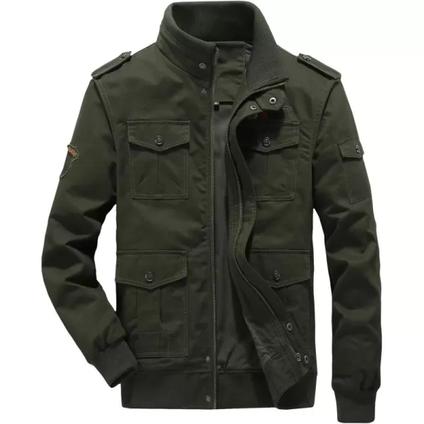 chouyatou Mens Casual Long Sleeve Full Zip Jacket with Shoulder Straps63army