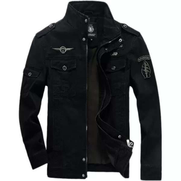 chouyatou Mens Casual Long Sleeve Full Zip Jacket with Shoulder Straps82black