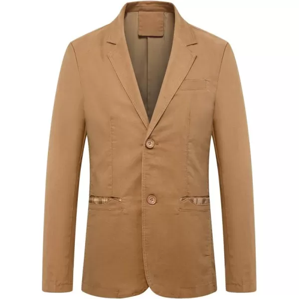 chouyatou Mens Casual Notched Collar 2 Button Slim Lightweight Workwear Suit Blazer JacketKhaki