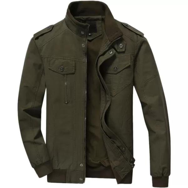 chouyatou Mens Casual Stand Collar ZipUp Lightweight Bomber Jacket Windbreaker15army