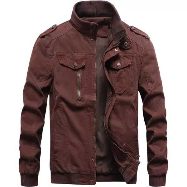 chouyatou Mens Casual Stand Collar ZipUp Lightweight Bomber Jacket Windbreaker15coffee