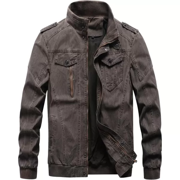 chouyatou Mens Casual Stand Collar ZipUp Lightweight Bomber Jacket Windbreaker15grey