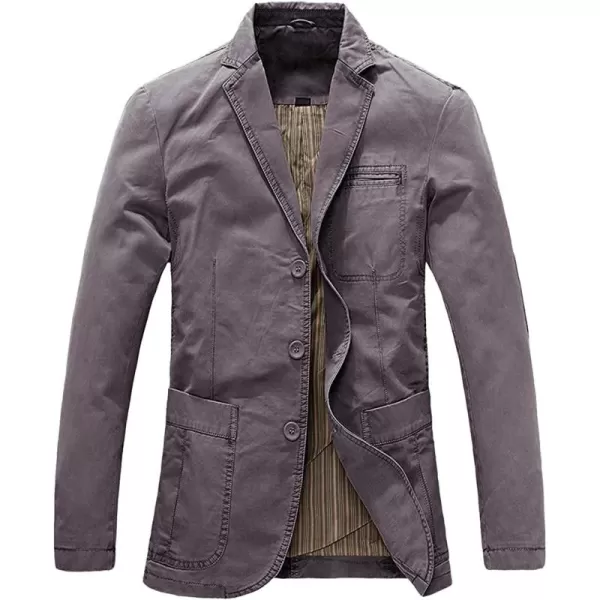 chouyatou Mens Casual ThreeButton Stripe Lined Cotton Twill Suit JacketGrey