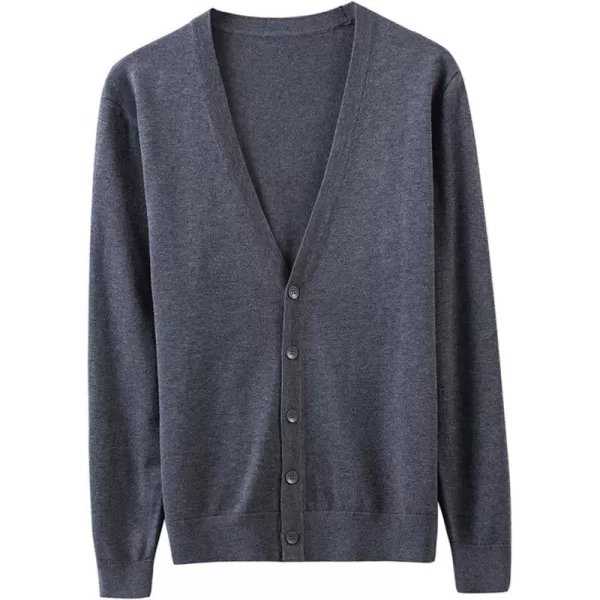 chouyatou Mens Casual V Neck Button Front Lightweight Knitted Outwear Cardigan SweaterGrey