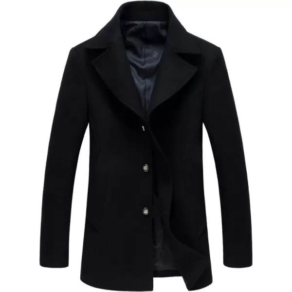 chouyatou Mens Classic Notched Collar Double Breasted Wool Blend Pea CoatSinglenavy Blue