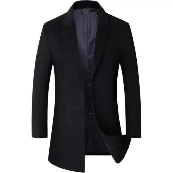 chouyatou Mens MidLength Single Breasted Wool Blend Top CoatNotchblack
