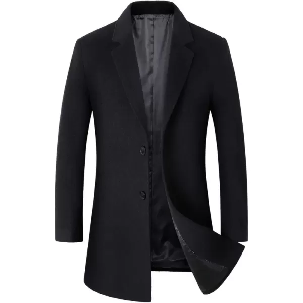chouyatou Mens MidLength Single Breasted Wool Blend Top CoatNotchnavy