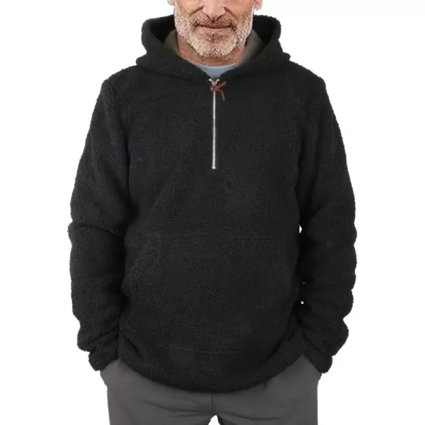 chouyatou Mens Tribal Aztec Printed 14 Zip Fuzzy Sherpa Pullover Sweatshirt HoodieBlack