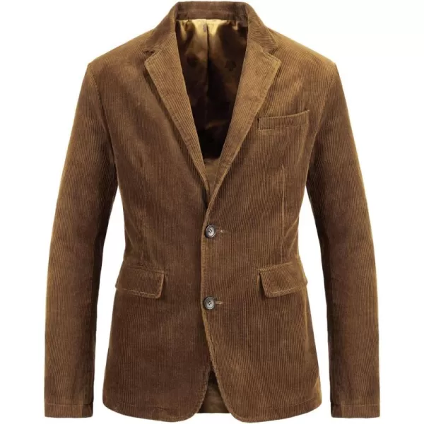 chouyatou Mens Vintage Casual Work Wear Corduroy Suit Blazer Jacket Sport CoatBrown