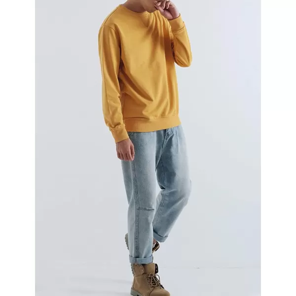 chouyatou Mens Active Heavy Blend Cotton Crewneck Pullover Sweatshirt TopsEgg Yellow