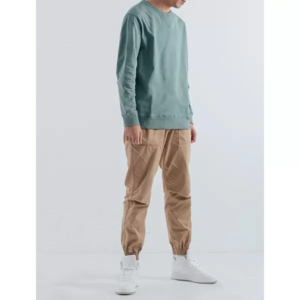 chouyatou Mens Active Heavy Blend Cotton Crewneck Pullover Sweatshirt TopsSage Green