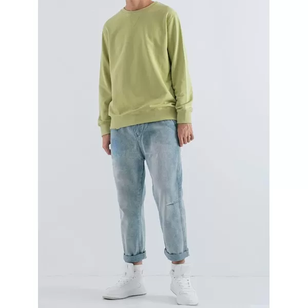 chouyatou Mens Active Heavy Blend Cotton Crewneck Pullover Sweatshirt TopsTea Green