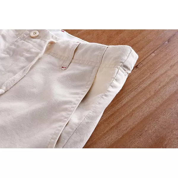 chouyatou Mens Casual Drawstring Straight Fit Beach Linen Capri PantsKhaki