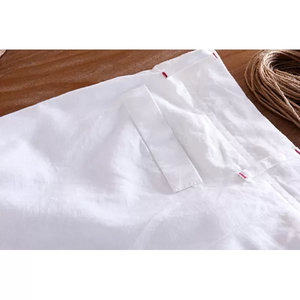 chouyatou Mens Casual Drawstring Straight Fit Beach Linen Capri PantsWhite